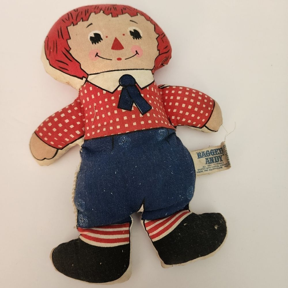Vintage Knickerbocker Bean Bag Raggedy Andy 7.5" Cloth Doll
